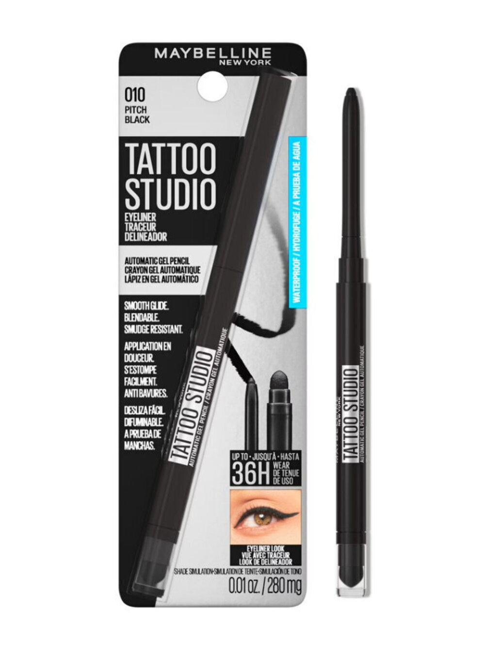 Maybelline Tattoo Studio Automatic Gel Pencil - 010 Pitch Black